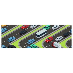 Urban Cars Seamless Texture Isometric Roads Car Traffic Seamless Pattern With Transport City Vector Banner And Sign 9  X 3 