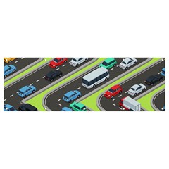 Urban Cars Seamless Texture Isometric Roads Car Traffic Seamless Pattern With Transport City Vector Banner And Sign 12  X 4 