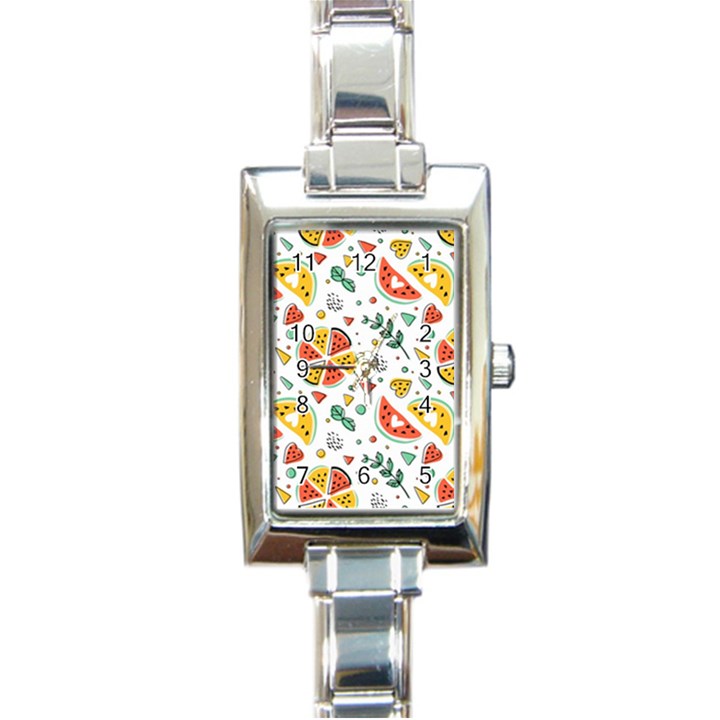 Seamless-hipster-pattern-with-watermelons-mint-geometric-figures Rectangle Italian Charm Watch