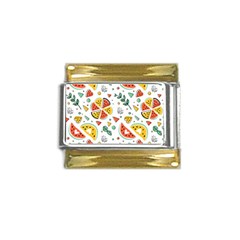 Seamless-hipster-pattern-with-watermelons-mint-geometric-figures Gold Trim Italian Charm (9mm)