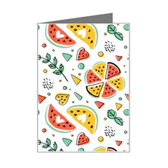 Seamless-hipster-pattern-with-watermelons-mint-geometric-figures Mini Greeting Card by Wegoenart