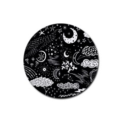 Vector-set-sketch-drawn-with-space Rubber Coaster (round) by Wegoenart