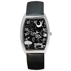 Vector-set-sketch-drawn-with-space Barrel Style Metal Watch by Wegoenart