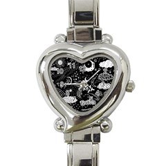 Vector-set-sketch-drawn-with-space Heart Italian Charm Watch by Wegoenart