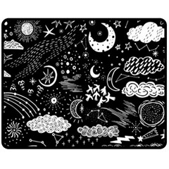 Vector-set-sketch-drawn-with-space Fleece Blanket (medium)  by Wegoenart