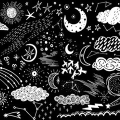 Vector-set-sketch-drawn-with-space Play Mat (square) by Wegoenart