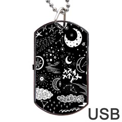 Vector-set-sketch-drawn-with-space Dog Tag Usb Flash (one Side) by Wegoenart