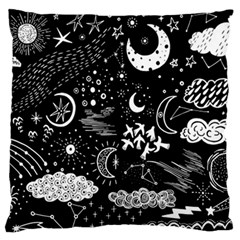 Vector-set-sketch-drawn-with-space Large Flano Cushion Case (two Sides) by Wegoenart