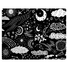 Vector-set-sketch-drawn-with-space Double Sided Flano Blanket (medium)  by Wegoenart