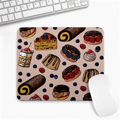 Seamless Pattern With Sweet Cakes Berries Large Mousepad by Wegoenart