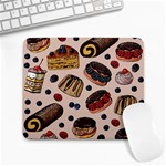 Seamless pattern with sweet cakes berries Large Mousepad Front