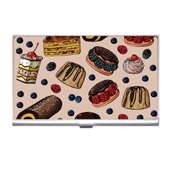 Seamless Pattern With Sweet Cakes Berries Business Card Holder by Wegoenart