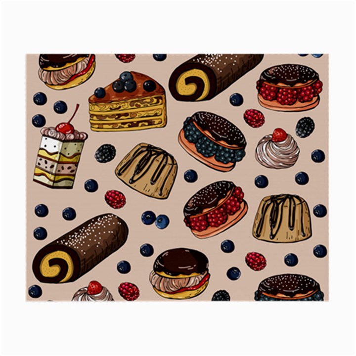 Seamless pattern with sweet cakes berries Small Glasses Cloth (2 Sides)