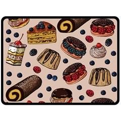 Seamless Pattern With Sweet Cakes Berries Double Sided Fleece Blanket (large)  by Wegoenart