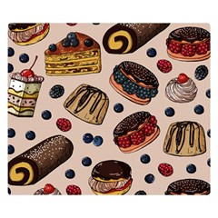 Seamless Pattern With Sweet Cakes Berries Double Sided Flano Blanket (small)  by Wegoenart