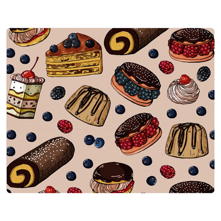 Seamless pattern with sweet cakes berries Double Sided Flano Blanket (Medium) 