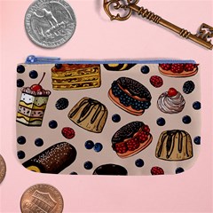 Seamless Pattern With Sweet Cakes Berries Large Coin Purse by Wegoenart