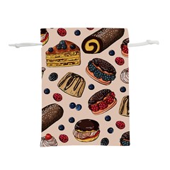 Seamless Pattern With Sweet Cakes Berries Lightweight Drawstring Pouch (s) by Wegoenart