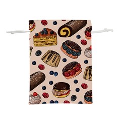 Seamless Pattern With Sweet Cakes Berries Lightweight Drawstring Pouch (l) by Wegoenart