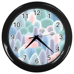 Abstract Seamless Pattern With Winter Forest Background Wall Clock (black) by Wegoenart