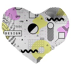 Graphic-design-geometric-background Large 19  Premium Heart Shape Cushions by Wegoenart