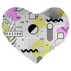 Graphic-design-geometric-background Large 19  Premium Flano Heart Shape Cushions by Wegoenart