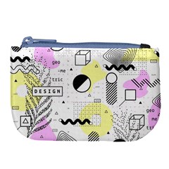 Graphic-design-geometric-background Large Coin Purse by Wegoenart