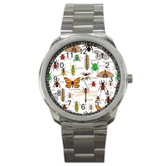 Insects-seamless-pattern Sport Metal Watch by Wegoenart