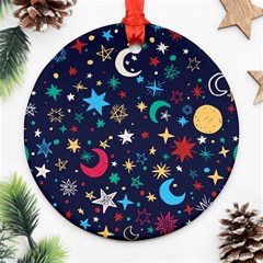 Colorful-background-moons-stars Ornament (round) by Wegoenart