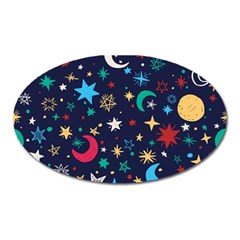 Colorful-background-moons-stars Oval Magnet by Wegoenart