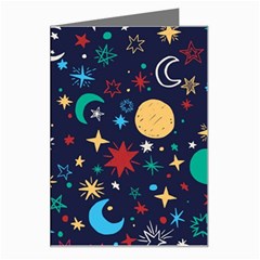 Colorful-background-moons-stars Greeting Card