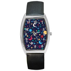 Colorful-background-moons-stars Barrel Style Metal Watch by Wegoenart