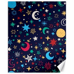 Colorful-background-moons-stars Canvas 11  X 14 