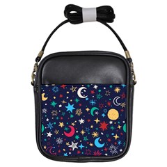 Colorful-background-moons-stars Girls Sling Bag by Wegoenart