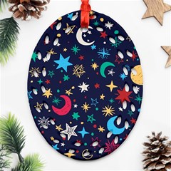 Colorful-background-moons-stars Oval Filigree Ornament (two Sides) by Wegoenart