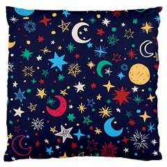 Colorful-background-moons-stars Large Cushion Case (one Side) by Wegoenart