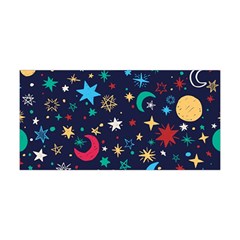 Colorful-background-moons-stars Yoga Headband by Wegoenart