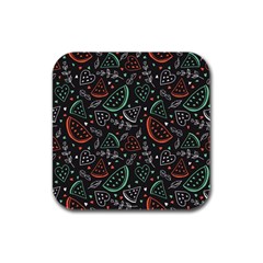 Seamless-vector-pattern-with-watermelons-mint -- Rubber Square Coaster (4 Pack) by Wegoenart