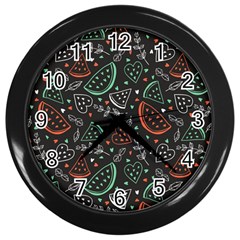 Seamless-vector-pattern-with-watermelons-mint -- Wall Clock (black) by Wegoenart