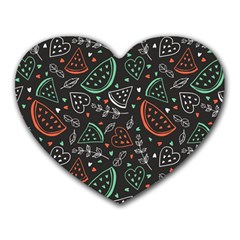 Seamless-vector-pattern-with-watermelons-mint -- Heart Mousepad by Wegoenart