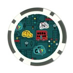 Seamless-pattern-hand-drawn-with-vehicles-buildings-road Poker Chip Card Guard Back