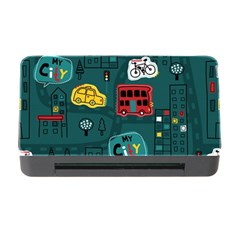 Seamless-pattern-hand-drawn-with-vehicles-buildings-road Memory Card Reader With Cf by Wegoenart