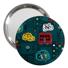 Seamless-pattern-hand-drawn-with-vehicles-buildings-road 3  Handbag Mirrors by Wegoenart