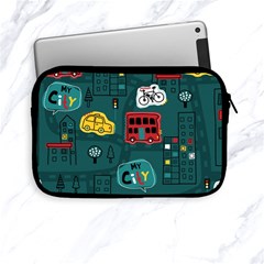 Seamless-pattern-hand-drawn-with-vehicles-buildings-road Apple Ipad Mini Zipper Cases by Wegoenart