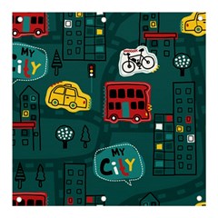 Seamless-pattern-hand-drawn-with-vehicles-buildings-road Banner And Sign 3  X 3 