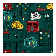 Seamless-pattern-hand-drawn-with-vehicles-buildings-road Banner And Sign 4  X 4 