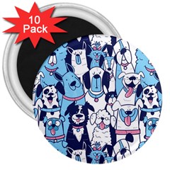 Dogs-seamless-pattern 3  Magnets (10 Pack)  by Wegoenart