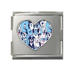 Dogs-seamless-pattern Mega Link Heart Italian Charm (18mm)