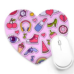 Fashion-patch-set Heart Mousepad by Wegoenart