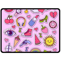 Fashion-patch-set Fleece Blanket (large)  by Wegoenart